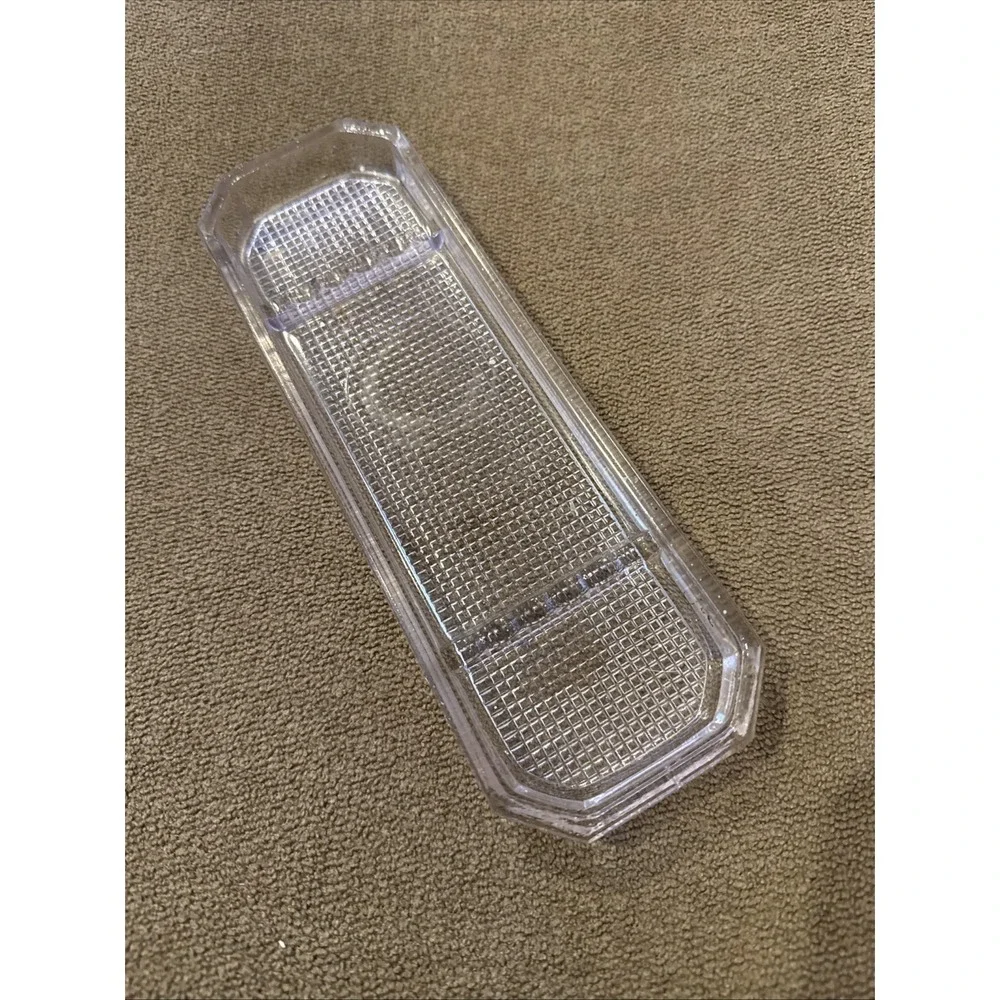 Corn on the Cob Holder Plate Clear Press Glass Vintage Crystal Heavy (TD)